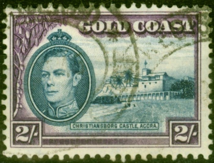 Rare Postage Stamp from Gold Coast 1940 2s Blue & Violet SG130a Perf. 11.5 x 12 Fine Used