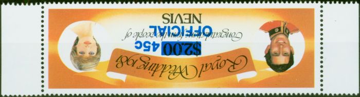 Old Postage Stamp Nevis 1983 Royal Wedding 45c on $2 SG024aw Wmk Inverted V.F MNH