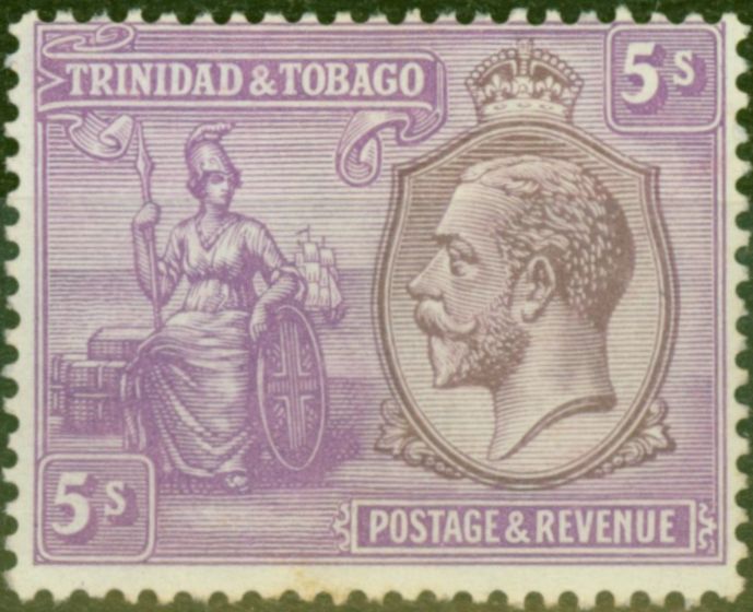 Collectible Postage Stamp from Trinidad 1922 5s Dull Purple & Mauve SG228 Fine Lightly Mtd Mint