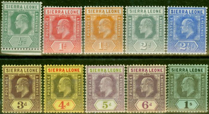 Valuable Postage Stamp Sierra Leone 1907-09 Set of 10 to 1s SG99-108 Fine LMM