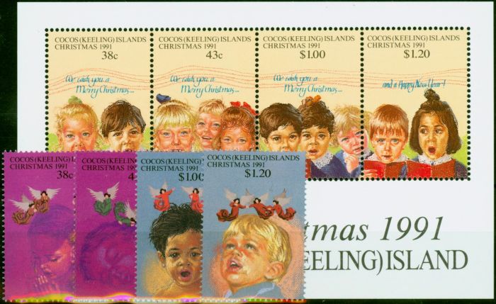 Rare Postage Stamp Cocos (Keeling) Islands 1991 Christmas Set of 5 SG247-MS251 V.F MNH