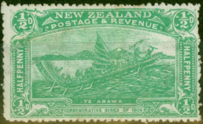 Old Postage Stamp New Zealand 1906 1/2d Emerald-Green SG370 Good MM