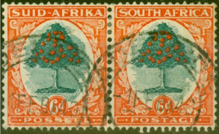 Old Postage Stamp from South Africa 1937 6d Green & Vermilion SG61 (1) Fine Used (3)