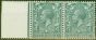 Valuable Postage Stamp from GB 1913 4d Grey-Green SG380var `Break over O` in Pair with Normal V.F Lightly Mtd Mint