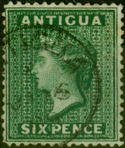 Old Postage Stamp Antigua 1887 4d Deep Green SG29 V.F.U CDS