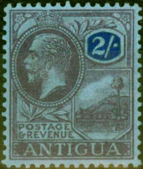 Old Postage Stamp from Antigua 1921 2s Purple & Blue-Blue SG58 Fine Mtd Mint