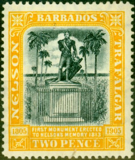 Valuable Postage Stamp from Barbados 1907 2d Black & Yellow SG161 Fine Mtd Mint Stamp