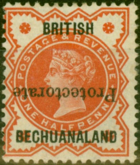 Collectible Postage Stamp from Bechuanaland 1890 1/2d Vermilion SG54a 'Protectorate' Inverted Fine Mtd Mint
