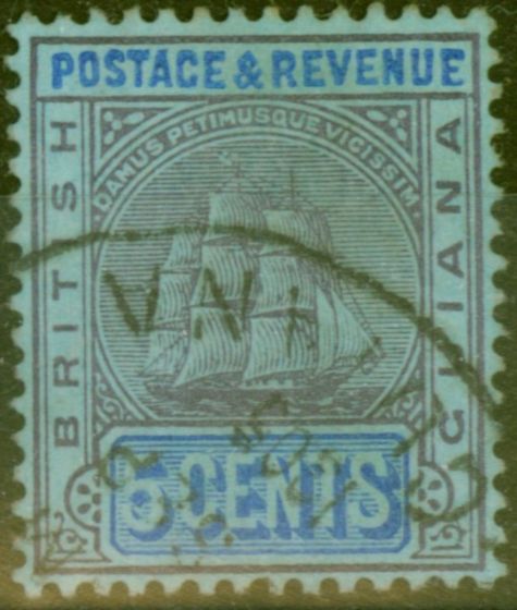 Valuable Postage Stamp from British Guiana 1905 5c Dull Purple & Blue-Blue SG243 V.F.U