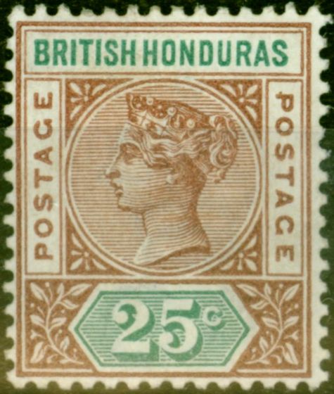 Collectible Postage Stamp from British Honduras 1898 25c Red-Brown & Green SG61 Fine & Fresh Mtd Mint
