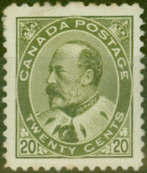 Old Postage Stamp from Canada 1903 20c Dp Olive-Green SG186 Fine Mtd Mint