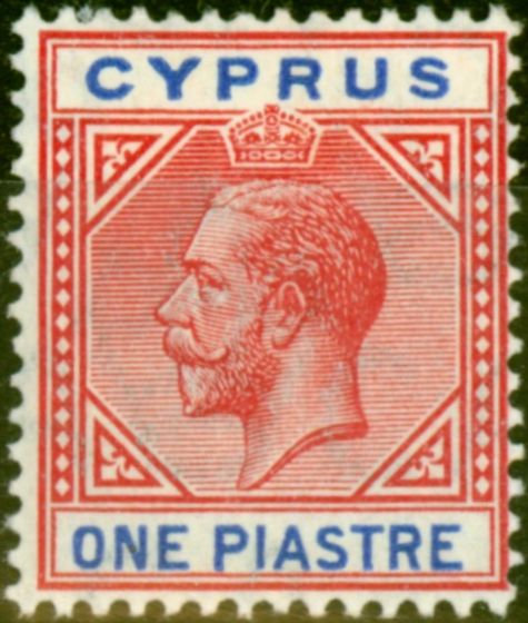 Collectible Postage Stamp from Cyprus 1912 1pi Rose-Red & Blue SG77 Fine Mtd Mint