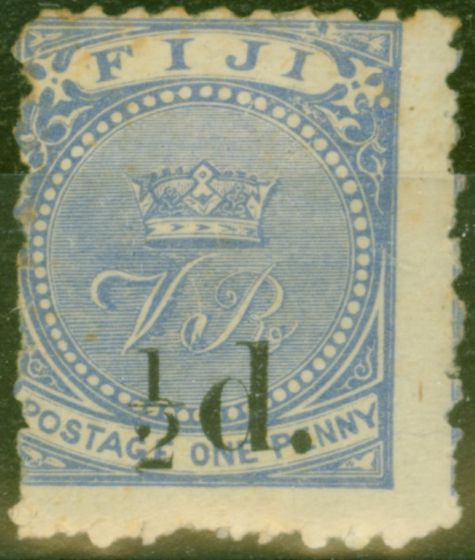 Rare Postage Stamp from Fiji 1892 1/2d on 1d Dull Blue SG72 Ave Mtd Mint