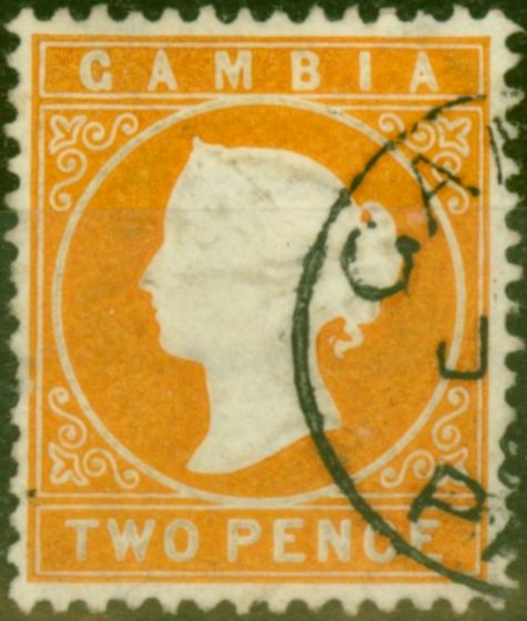 Rare Postage Stamp from Gambia 1886 2d Orange SG24 Good Used