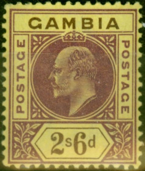Old Postage Stamp Gambia 1905 2s6d Purple & Brown-Yellow SG55 Fine LMM