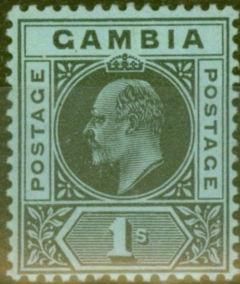 Collectible Postage Stamp from Gambia 1909 1s Black-Green SG81 Fine Mtd Mint