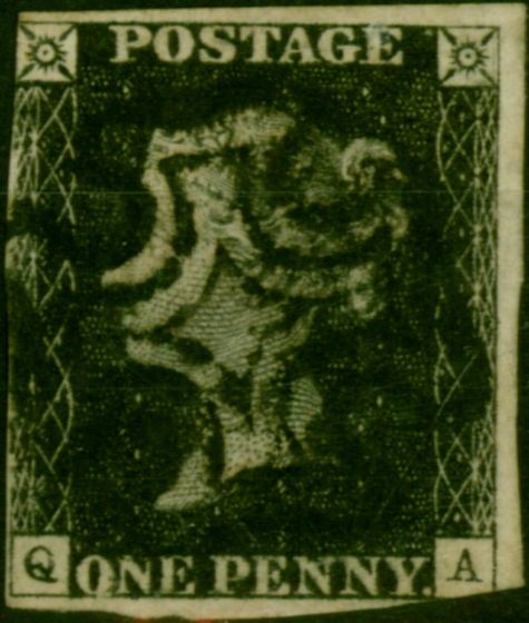 GB 1840 1d Penny Black SG2 Pl. 10 (Q-A) Good Used . Queen Victoria (1840-1901) Used Stamps