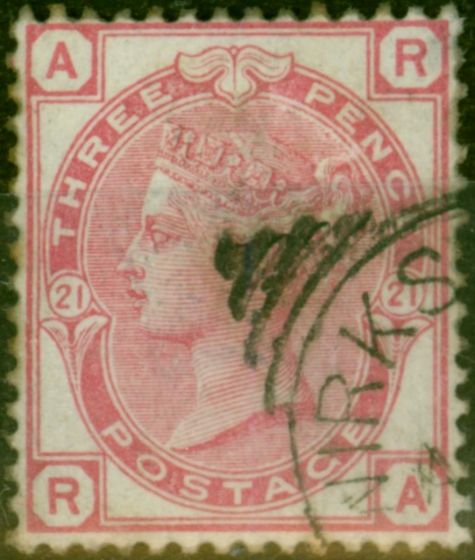 Rare Postage Stamp GB 1881 3d Rose SG158 Pl 21 Fine Used
