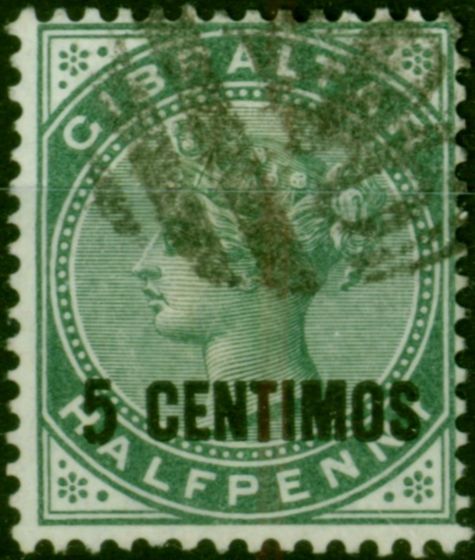 Gibraltar 1889 5c on 1/2d Green SG15 Fine Used Queen Victoria (1840-1901) Old Stamps