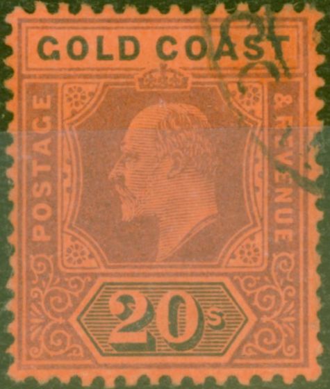 Collectible Postage Stamp from Gold Coast 1902 20s Purple & Black-Red SG48 V.F.U