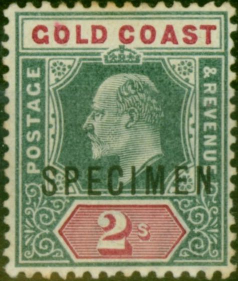 Valuable Postage Stamp Gold Coast 1902 2s Green & Carmine Specimen SG45s Good MM