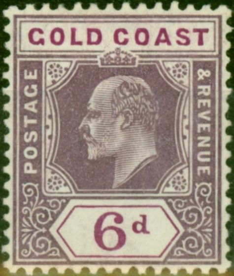 Collectible Postage Stamp Gold Coast 1906 6d Dull Purple & Violet SG54a Chalk Fine MM