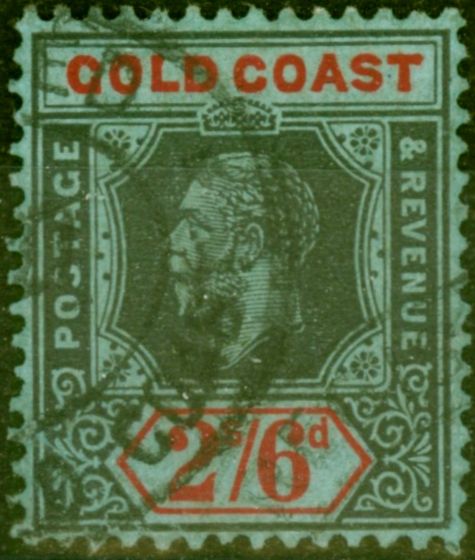 Old Postage Stamp from Gold Coast 1921 2s6d Black & Red-Blue SG81a Die II Fine Used Stamp