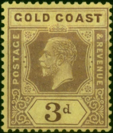 Gold Coast 1921 3d on Pale Yellow Die II SG77e Fine & Fresh LMM . King George V (1910-1936) Mint Stamps