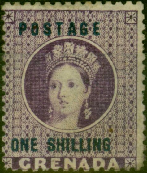 Old Postage Stamp Grenada 1875 1s Deep Mauve SG13 Fine & Fresh Unused