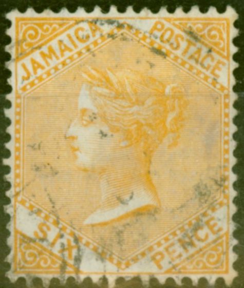 Rare Postage Stamp from Jamaica 1909 6d Golden Yellow SG51a Fine Used