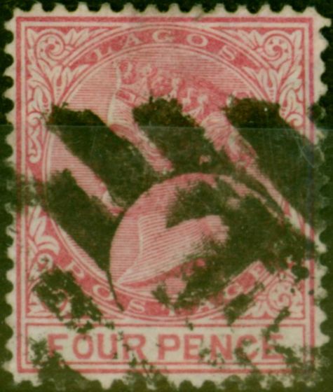 Valuable Postage Stamp Lagos 1882 4d Carmine SG20 Good Used