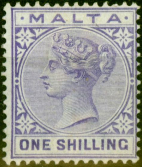 Valuable Postage Stamp from Malta 1885 1s Violet SG28 Good Mtd Mint