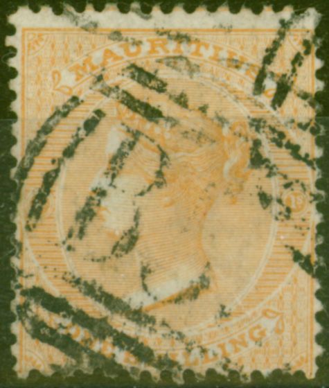 Valuable Postage Stamp from Mauritius 1863 1s Yellow SG68 Good Used