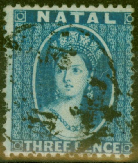 Old Postage Stamp from Natal 1859 3d Blue SG10 Fine Used