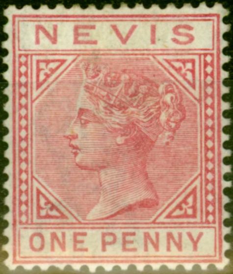 Rare Postage Stamp from Nevis 1883 1d Dull Rose SG27 Fine Mtd Mint (2)