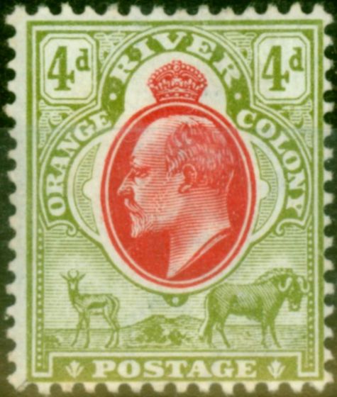 Collectible Postage Stamp from Orange River Colony 1903 4d Scarlet & Sage-Green SG144 Fine MM