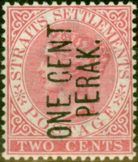 Collectible Postage Stamp from Perak 1886 1c on 2c Pale Rose SG26 Fine & Fresh Unused