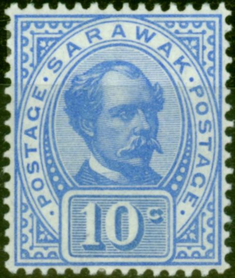 Collectible Postage Stamp from Sarawak 1899 10c Ultramarine SG41 Fine & Fresh Ligthly Mtd Mint