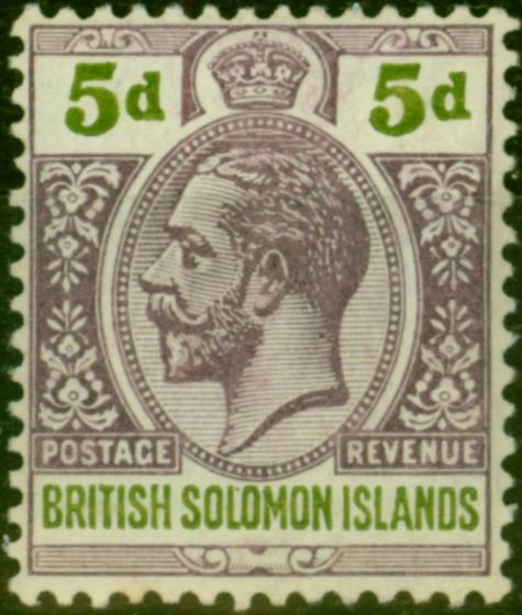 Collectible Postage Stamp Solomon Islands 1914 5d Dull Purple & Olive-Green SG30 Fine LMM