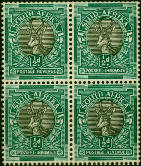 South Africa 1936 1/2d Grey & Green SG54aw Wmk Upright Fine MNH Block of 4  King George V (1910-1936), King George VI (1936-1952) Valuable Stamps