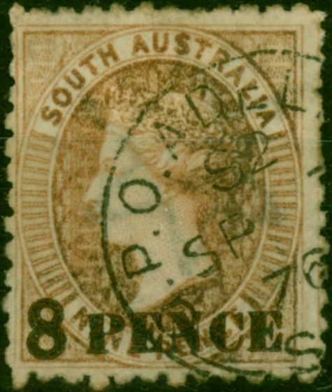 South Australia 1876 8d on 9d Brown-Orange SG118 V.F.U . Queen Victoria (1840-1901) Used Stamps
