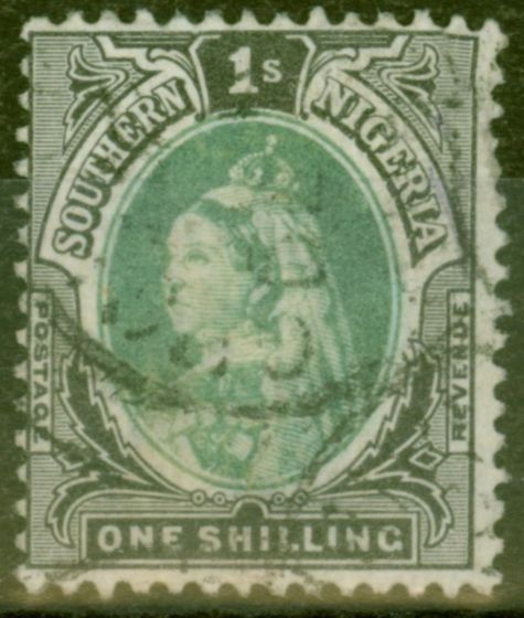 Valuable Postage Stamp from Southern Nigeria 1901 1s Green & Black SG6 Good Used