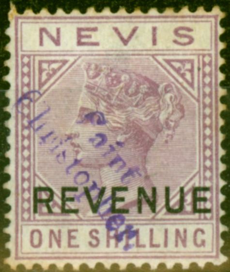Collectible Postage Stamp from St Christopher 1883 1d Lilac-Mauve Revenue SGR1 Good Used
