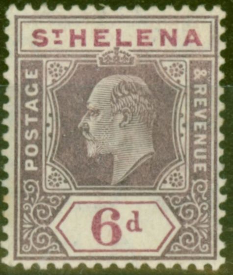 Old Postage Stamp from St Helena 1908 6d Dull & Dp Purple SG67 Fine Very Lightly Mtd Mint