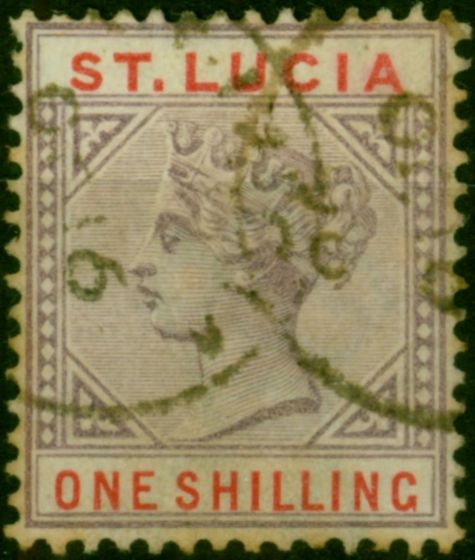 St Lucia 1891 1s Dull Mauve & Red SG50 Good Used . Queen Victoria (1840-1901) Used Stamps