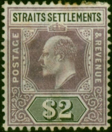 Straits Settlements 1902 $2 Dull Purple & Black SG120 Good MM  King Edward VII (1902-1910) Rare Stamps
