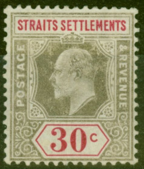 Collectible Postage Stamp from Straits Settlements 1902 30c Grey & Carmine SG117 Fine Mtd Mint