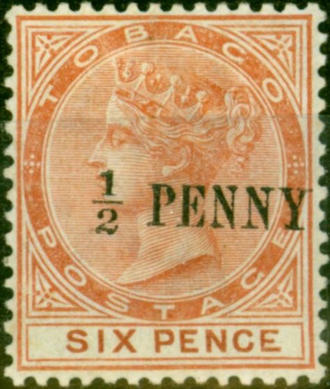 Old Postage Stamp from Tobago 1887 1/2d on 6d Orange-Brown SG28 Fine & Fresh Mtd Mint