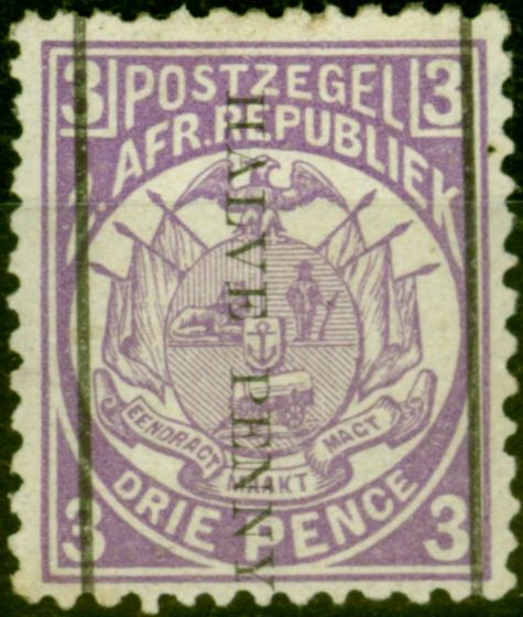 Old Postage Stamp from Transvaal 1885 1/2d on 3d Mauve SG192 Fine Mtd Mint