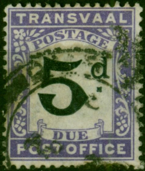 Transvaal 1907 5d Black & Violet SGD5 Fine Used (2). King Edward VII (1902-1910) Used Stamps